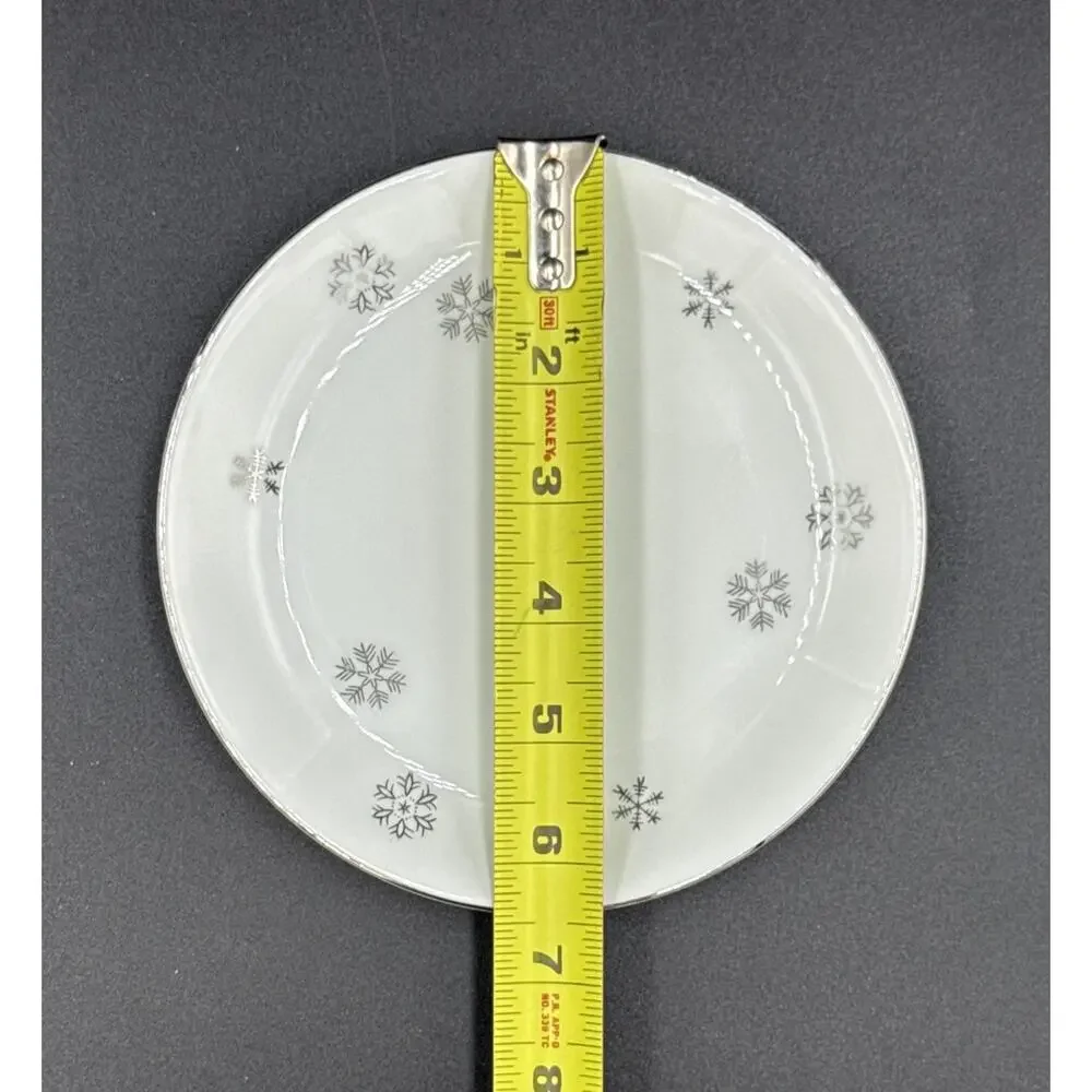 Vintage Seyei Japan Atomic Snowflake Bread & Butter Plates Set of 4 Silver